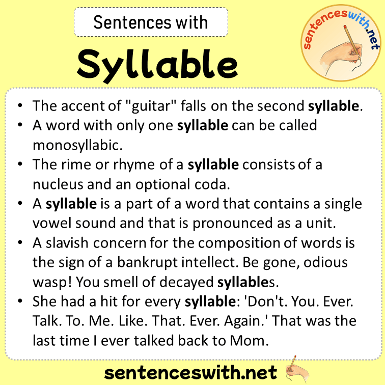 Sentences with Syllable, Sentences about Syllable