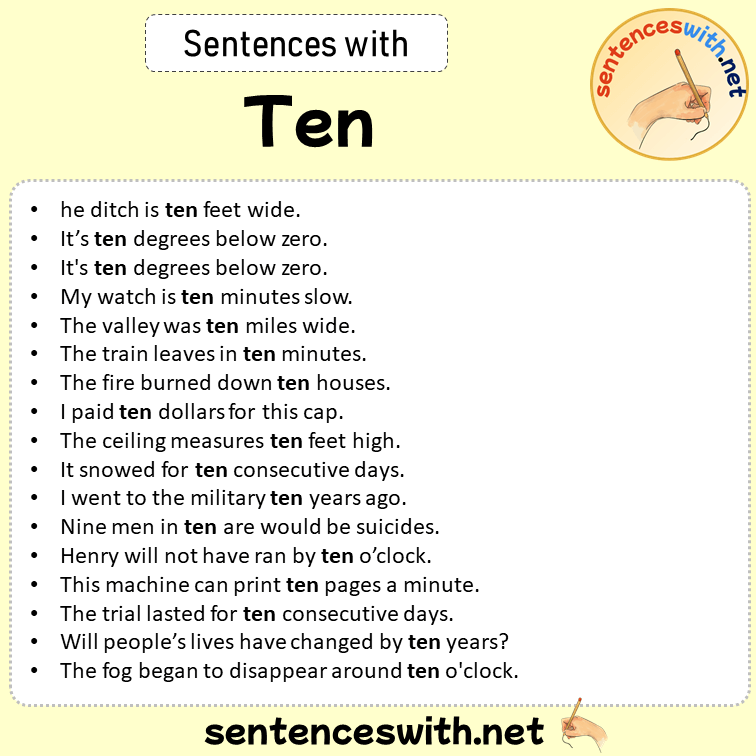 Sentences with Ten, Sentences about Ten