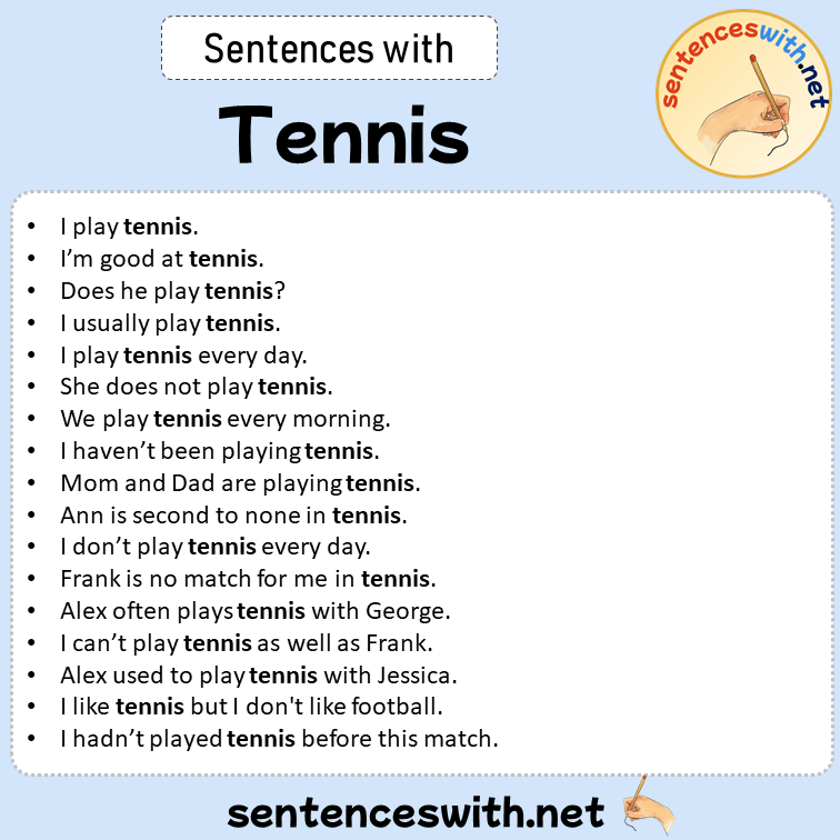 Sentences with Tennis, Sentences about Tennis in English
