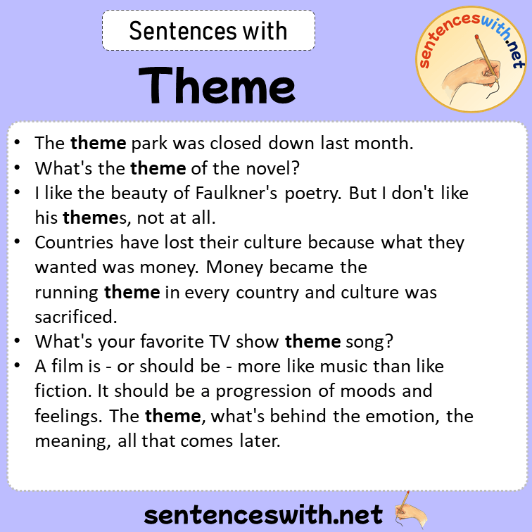 Sentences with Theme, Sentences about Theme in English - SentencesWith.Net