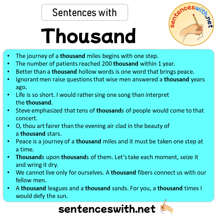 Sentences with Thousand, Sentences about Thousand