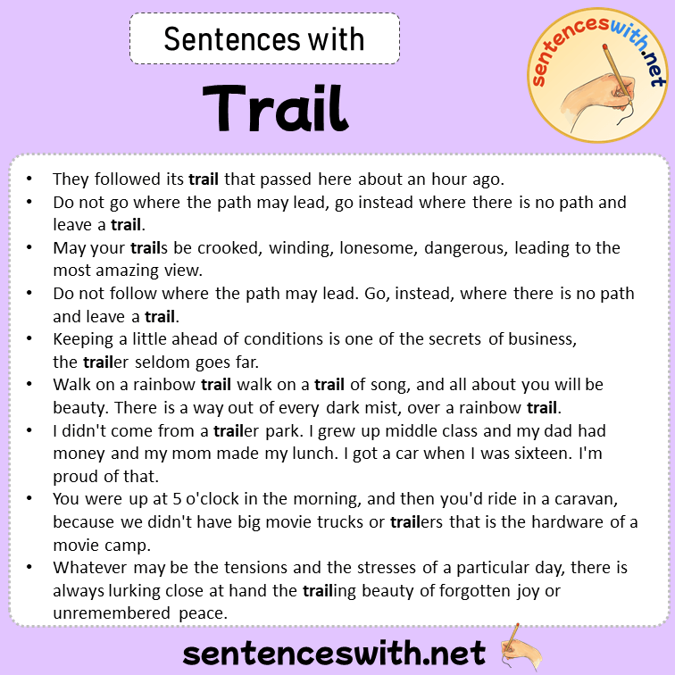 Sentences with Trail, Sentences about Trail