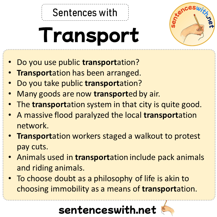 Sentences with Transport, Sentences about Transport