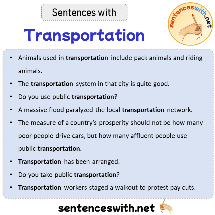Sentences with Transportation, Sentences about Transportation in English