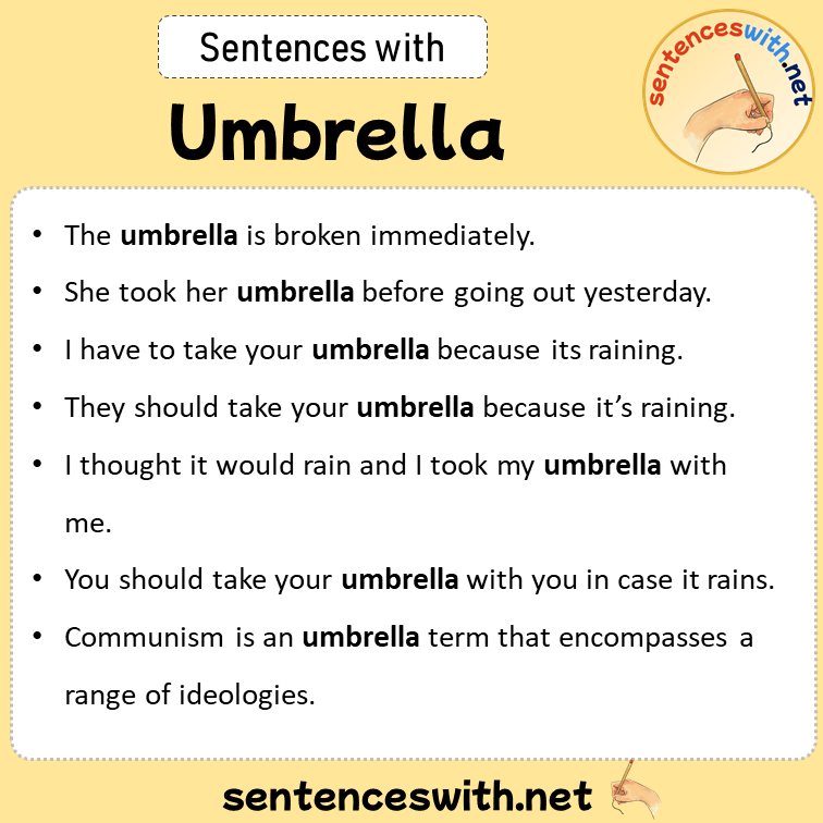 Sentences with Umbrella, Sentences about Umbrella