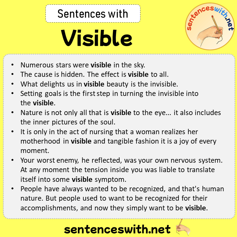 Sentences with Visible, Sentences about Visible in English