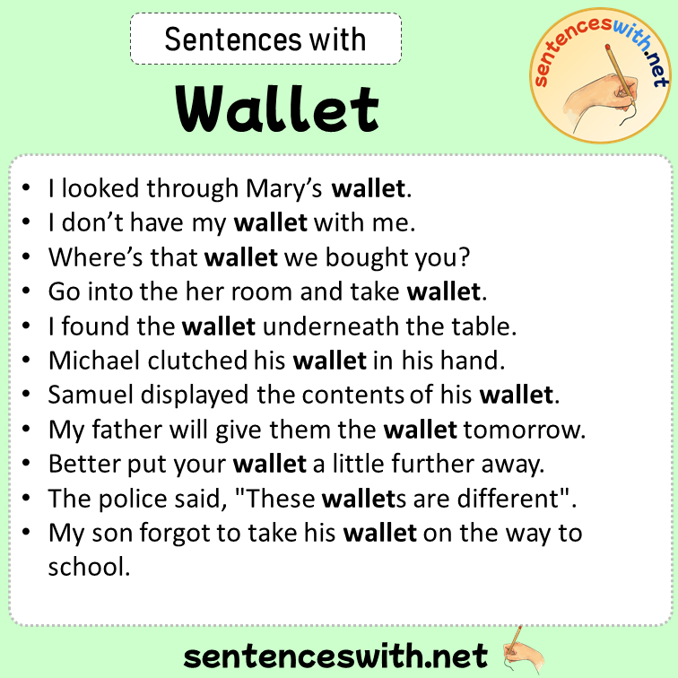 Sentences with Wallet, Sentences about Wallet
