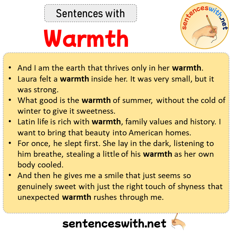 Sentences with Warmth, Sentences about Warmth