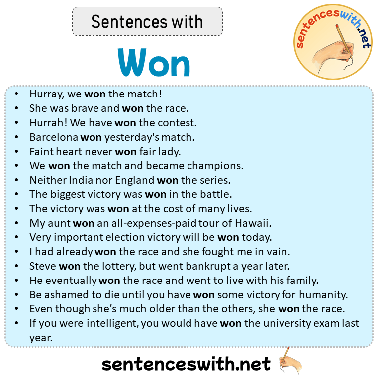 Sentences with Won, Sentences about Won