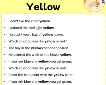 Sentences with Yellow, Sentences about Yellow in English
