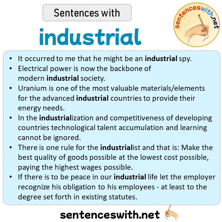 Sentences with industrial, Sentences about industrial
