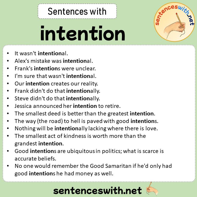 Sentences with intention, Sentences about intention