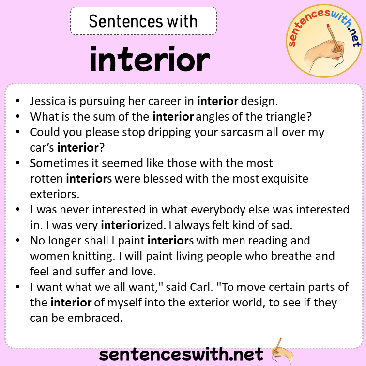 Sentences with interior, Sentences about interior