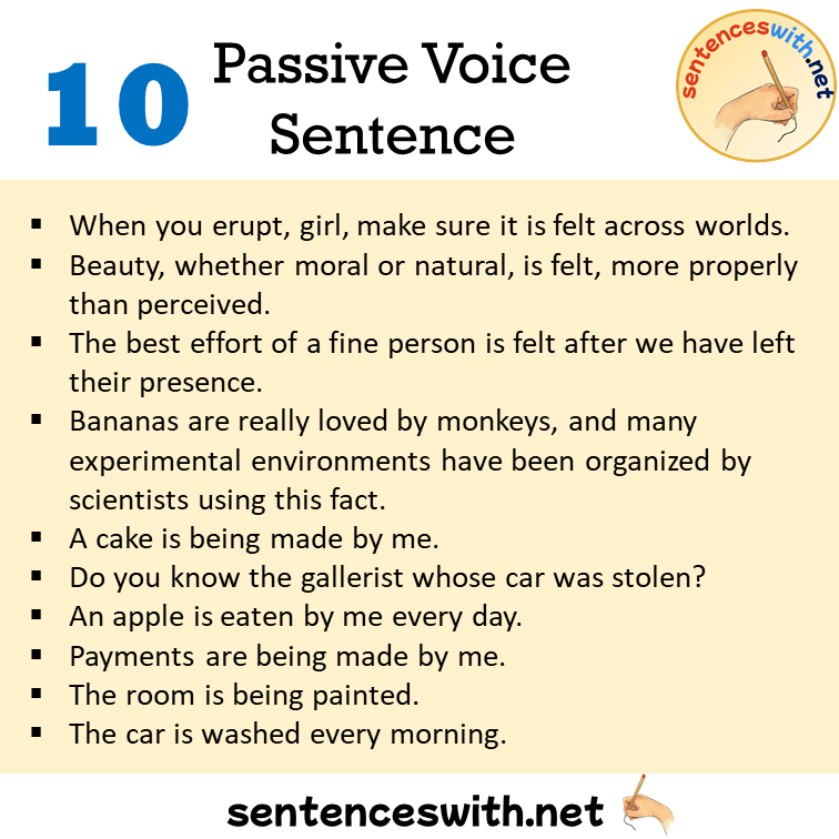 10 Passive Voice Sentences Examples, Passive Voice Example Sentences