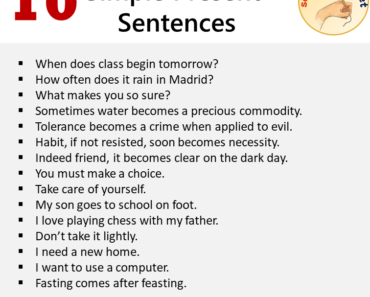 10 Simple Present Sentences Examples, Present Simple Tense Example Sentences