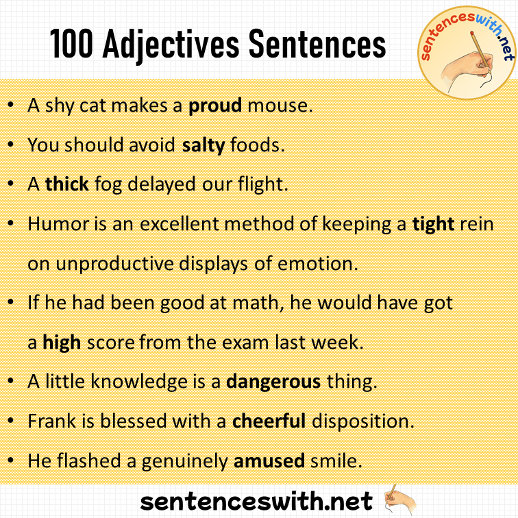 +100 Adjectives Sentences Examples, Adjectives in a Sentence