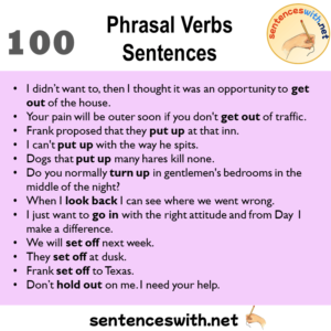 100 Phrasal Verbs List and Sentences, Phrasal Verbs Sentences Examples ...
