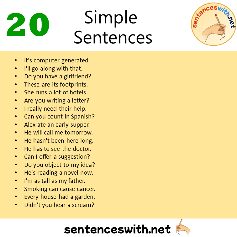 20 Simple Sentences Examples, Simple in a Sentence