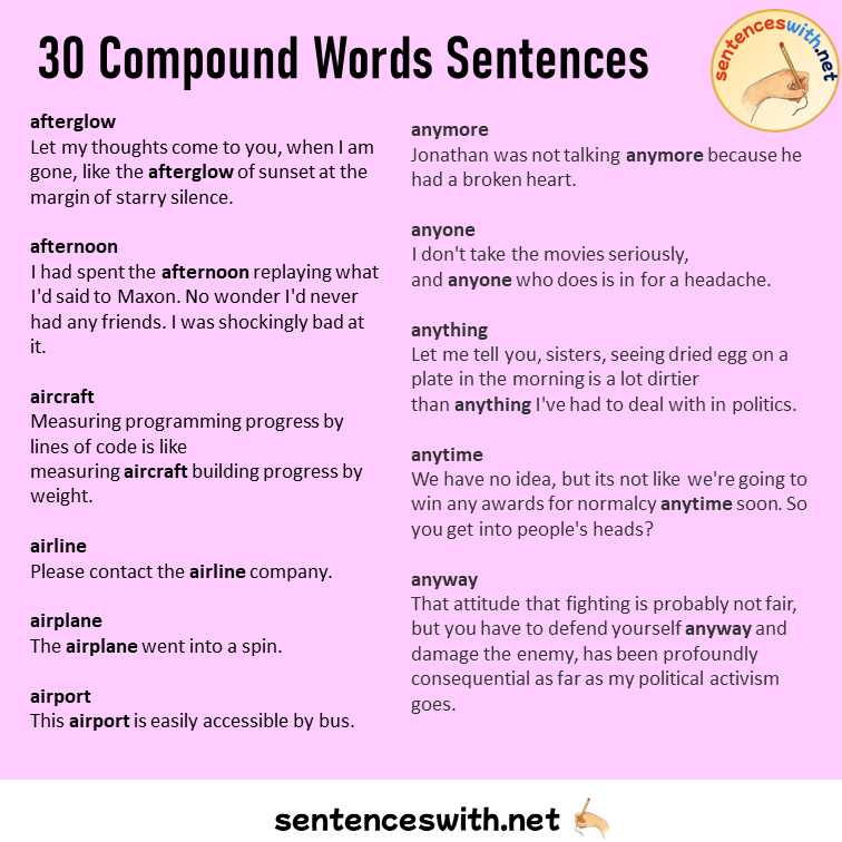 30 Compound Words Sentences, Compound Words List in a Sentences