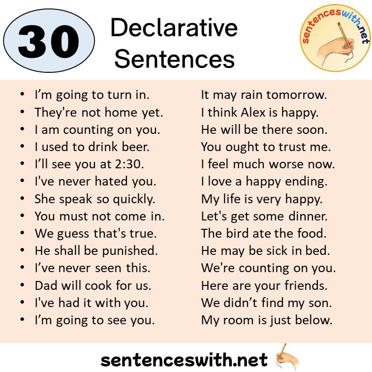 30 Declarative Sentences Examples, Declarative Example Sentences