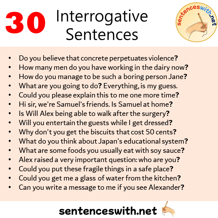 30 Interrogative Sentences Examples, Interrogatives in a Sentence