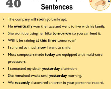 40 Expressions of Time Words and Sentences, Time Expression Sentences