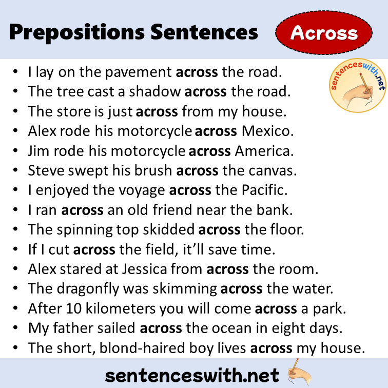 Preposition Across Sentences Examples, Preposition Across in a Sentence