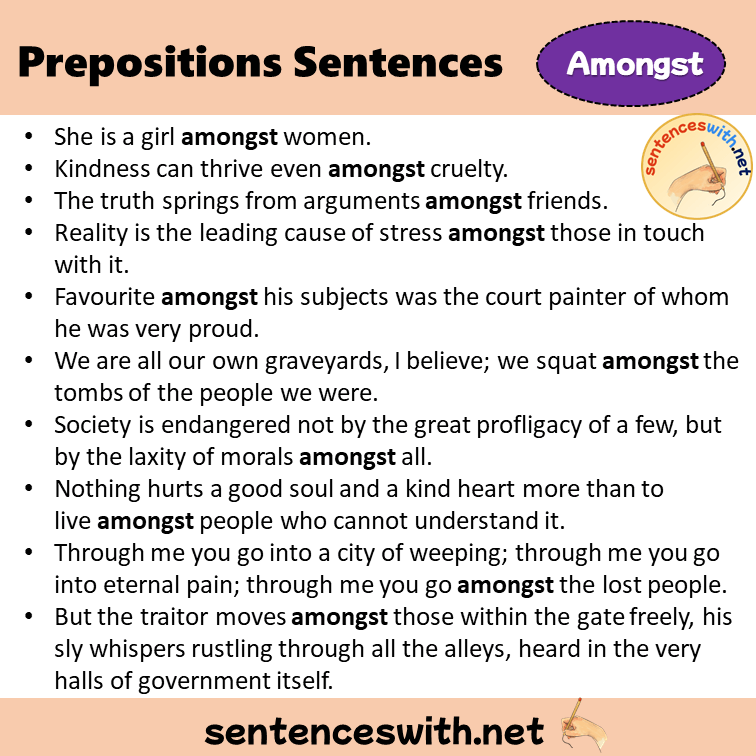 Preposition Amongst Sentences Examples, Preposition Amongst in a Sentence