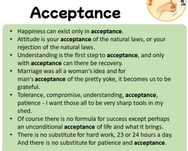Sentences with Acceptance, Sentences about Acceptance
