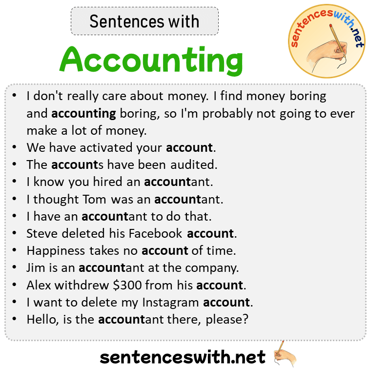 Sentences with Accounting, Sentences about Accounting