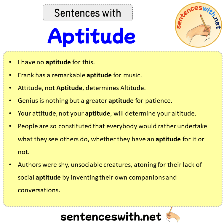 Sentences with Aptitude, Sentences about Aptitude
