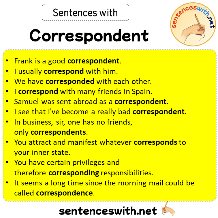 Sentences with Correspondent, Sentences about Correspondent