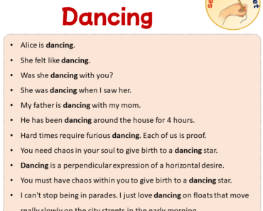 Sentences with Dancing, Sentences about Dancing