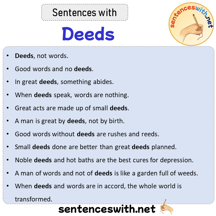 Sentences with Deeds, Sentences about Deeds