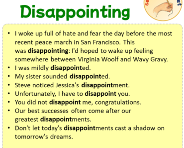 Sentences with Disappointing, Sentences about Disappointing
