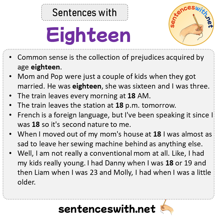 Sentences with Eighteen, Sentences about Eighteen