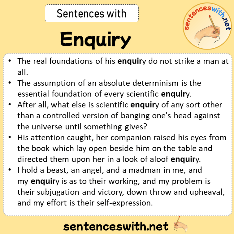 Sentences with Enquiry, Sentences about Enquiry