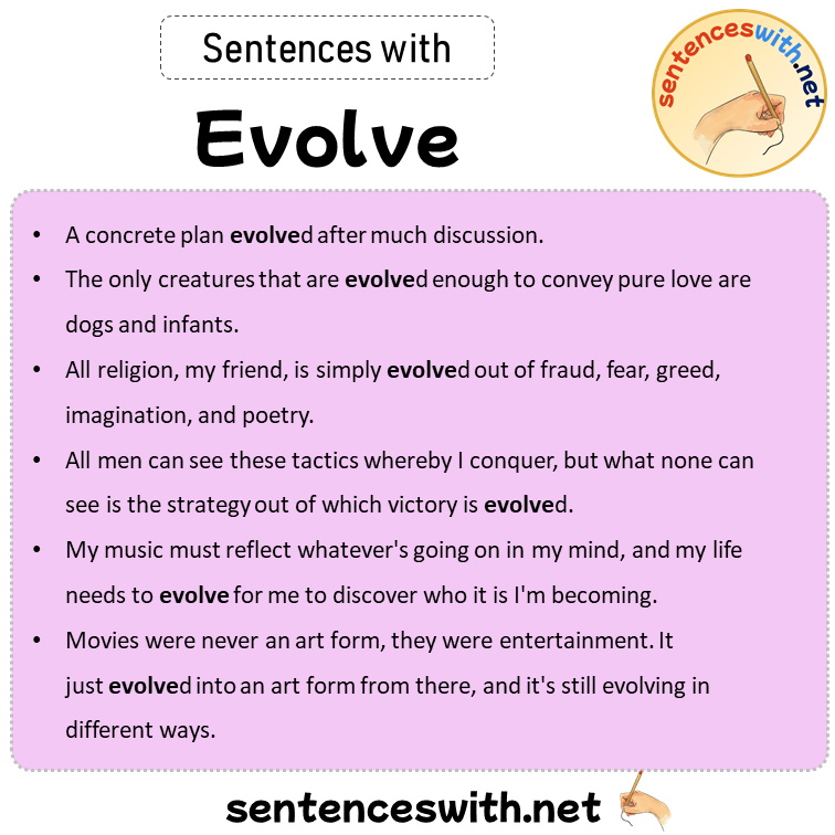 Sentences with Evolve, Sentences about Evolve