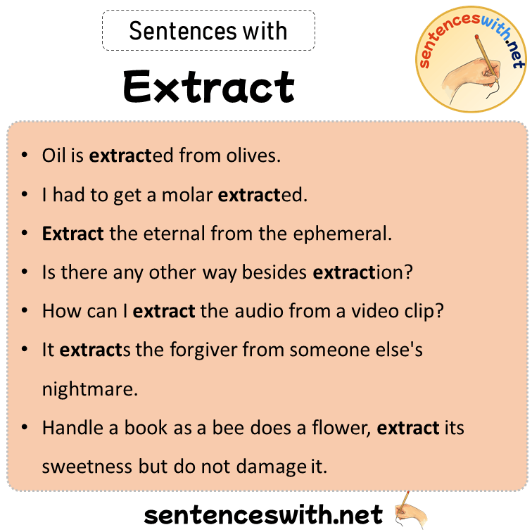 Sentences with Extract, Sentences about Extract