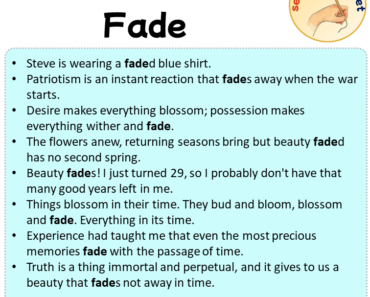 Sentences with Fade, Sentences about Fade