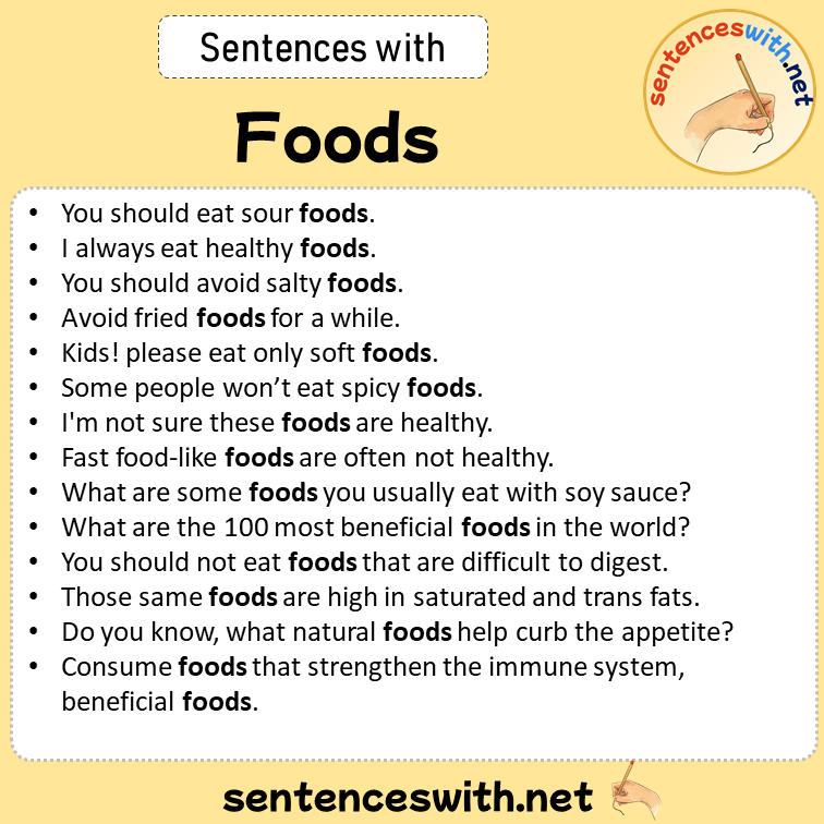 Sentences with Foods, Sentences about Foods