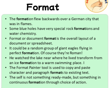 Sentences with Format, Sentences about Format