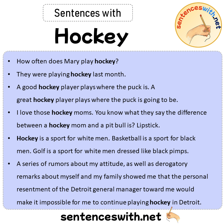 Sentences with Hockey, Sentences about Hockey