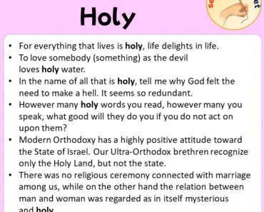 Sentences with Holy, Sentences about Holy
