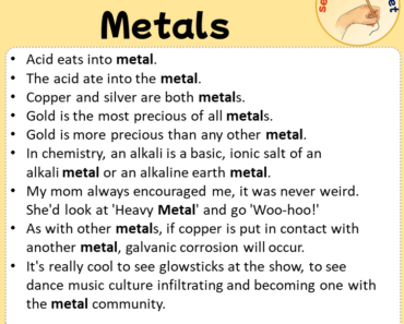 Sentences with Metals, Sentences about Metals
