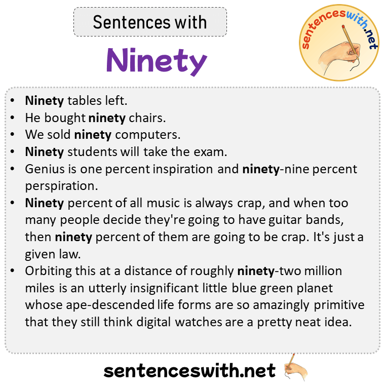 Sentences with Ninety, Sentences about Ninety
