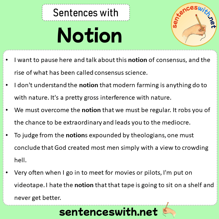Sentences with Notion, Sentences about Notion