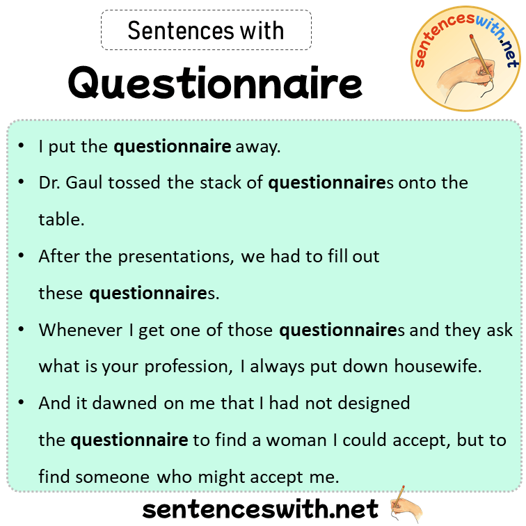 Sentences with Questionnaire, Sentences about Questionnaire