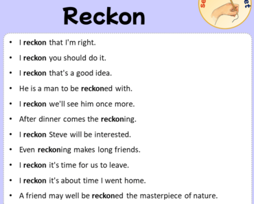 Sentences with Reckon, Sentences about Reckon