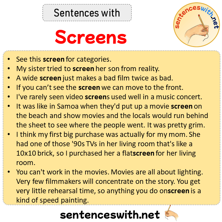 Sentences with Screens, Sentences about Screens